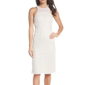 NSR Crochet Cutout Cream Nude Midi Dress Size S NWOT